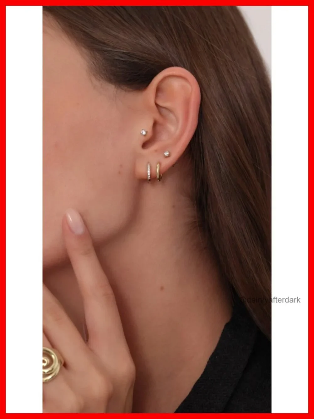 Waterproof Set of 3 Huggie Hoop Earrings, Stud & Hoops Pack